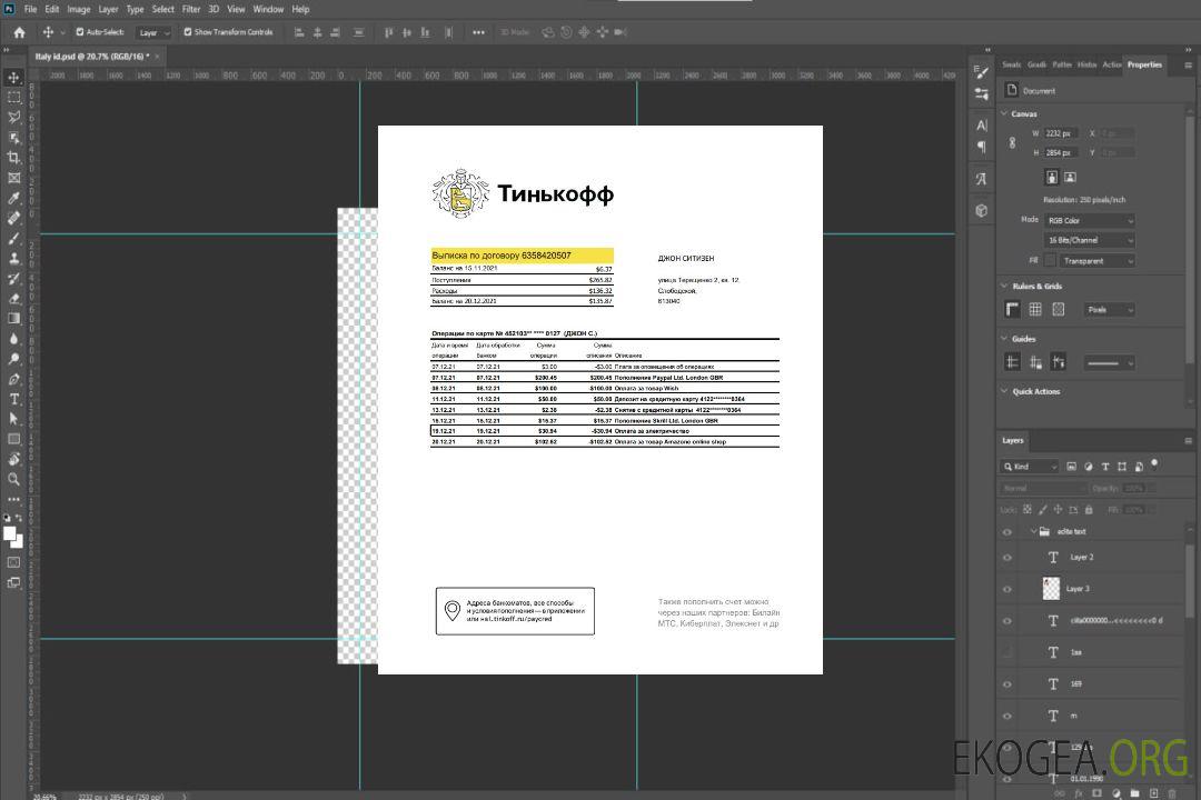 Relevé bancaire Russie Tinkoff modèle facile à remplir au format Excel et PDF template